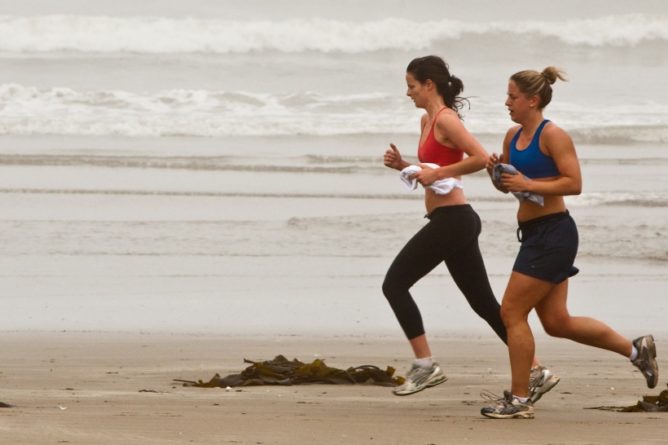 jogging near the beach